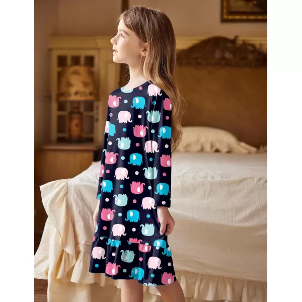 Arshiner Girls' Sleepwear Long Sleeve Cute Nightgown Nightie Pajama Dress