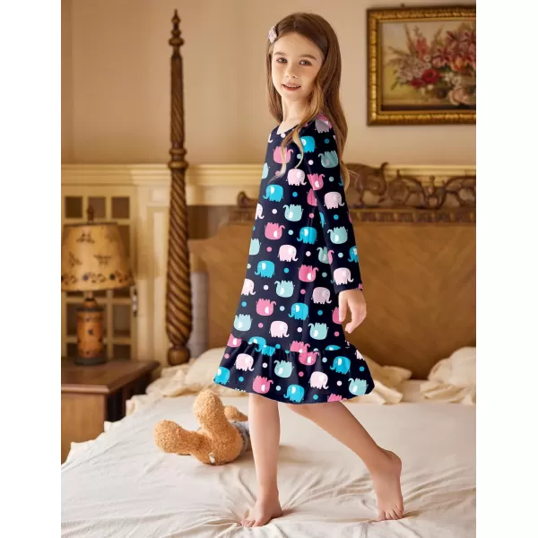 Arshiner Girls' Sleepwear Long Sleeve Cute Nightgown Nightie Pajama Dress