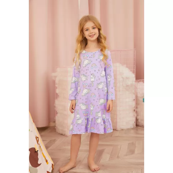 Arshiner Girls' Sleepwear Long Sleeve Cute Nightgown Nightie Pajama Dress