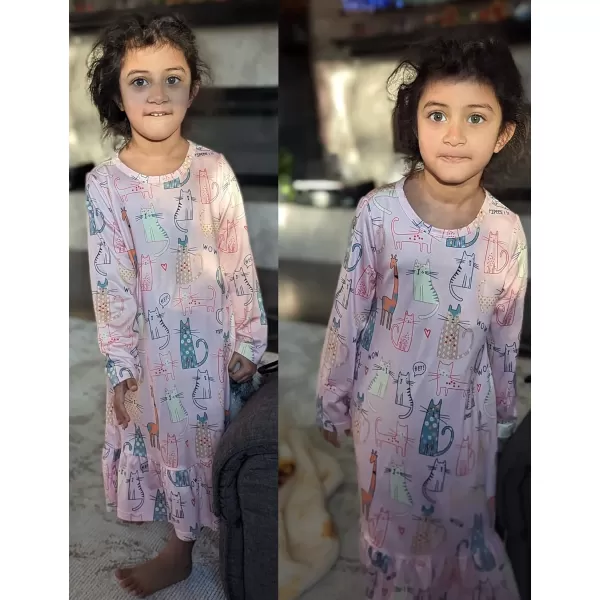 Arshiner Girls' Sleepwear Long Sleeve Cute Nightgown Nightie Pajama Dress