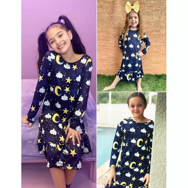 Arshiner Girls' Sleepwear Long Sleeve Cute Nightgown Nightie Pajama Dress