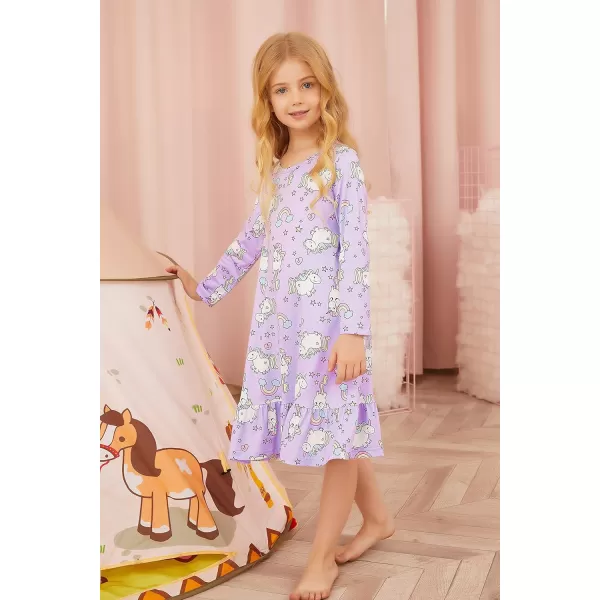 Arshiner Girls' Sleepwear Long Sleeve Cute Nightgown Nightie Pajama Dress