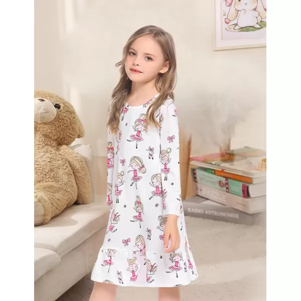 Arshiner Girls' Sleepwear Long Sleeve Cute Nightgown Nightie Pajama Dress