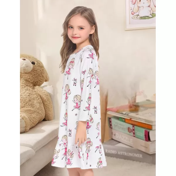 Arshiner Girls' Sleepwear Long Sleeve Cute Nightgown Nightie Pajama Dress