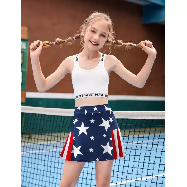 Arshiner Girl's Sport Skirts with Shorts Athletic Pleated Skort Colorful Performance Skorts