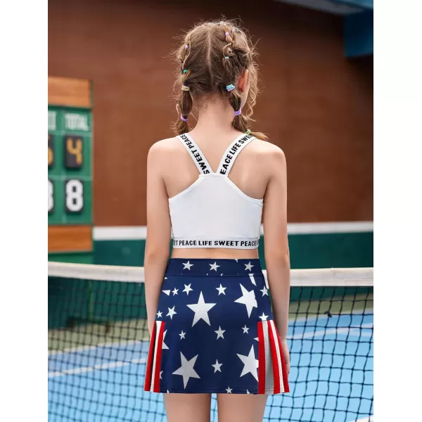 Arshiner Girl's Sport Skirts with Shorts Athletic Pleated Skort Colorful Performance Skorts