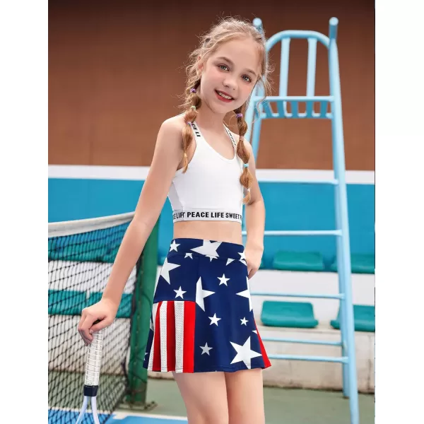 Arshiner Girl's Sport Skirts with Shorts Athletic Pleated Skort Colorful Performance Skorts