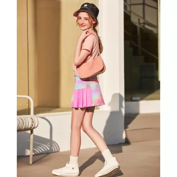 Arshiner Girl's Sport Skirts with Shorts Athletic Pleated Skort Colorful Performance Skorts