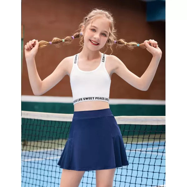 Arshiner Girl's Sport Skirts with Shorts Athletic Pleated Skort Colorful Performance Skorts