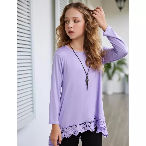 Arshiner Girls Tunic Tops Casual Basic Loose Soft Swing Pullover Long Blouse T-Shirt Tee
