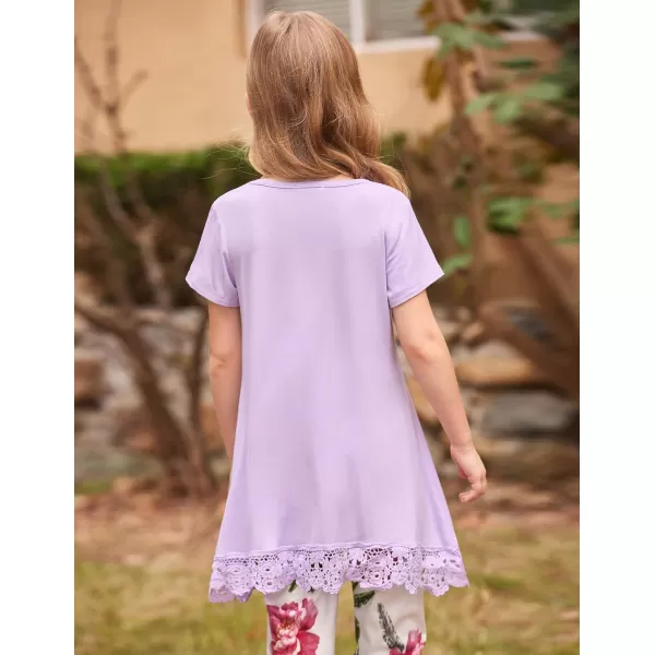 Arshiner Girls Tunic Tops Casual Basic Loose Soft Swing Pullover Long Blouse T-Shirt Tee