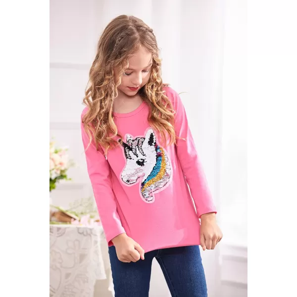 Arshiner Girls Unicorn Shirts Short Sleeve Flip Sequin T-Shirt Tops