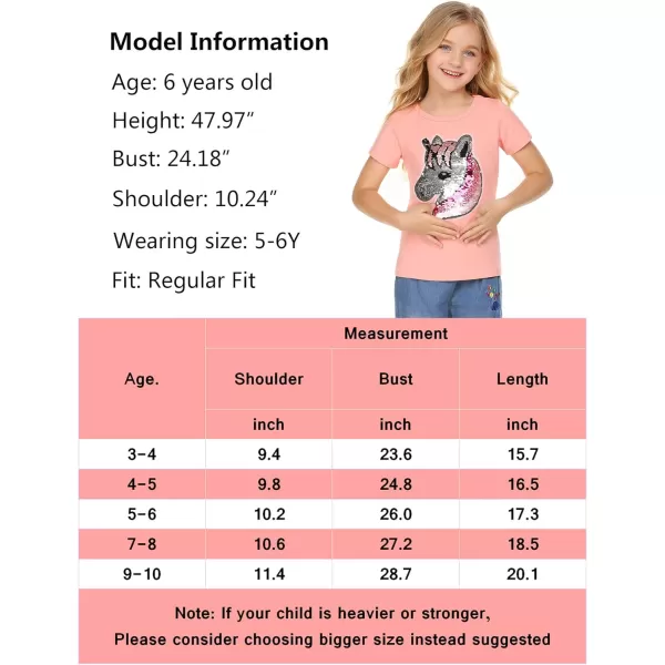 Arshiner Girls Unicorn Shirts Short Sleeve Flip Sequin T-Shirt Tops