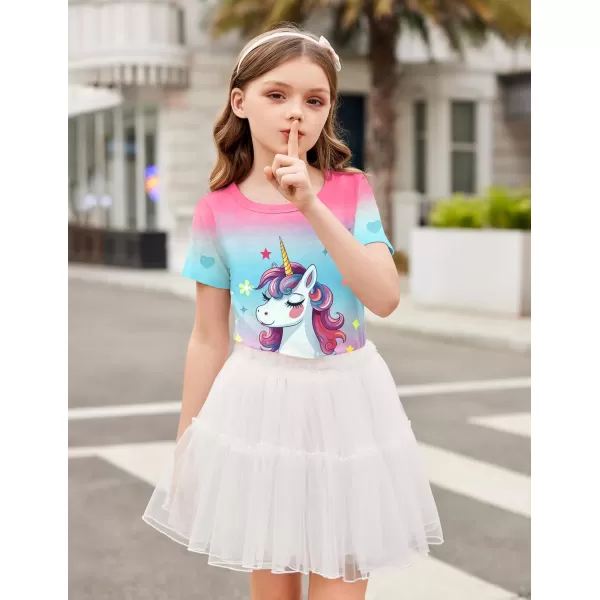 Arshiner Girls Unicorn Shirts Short Sleeve Flip Sequin T-Shirt Tops