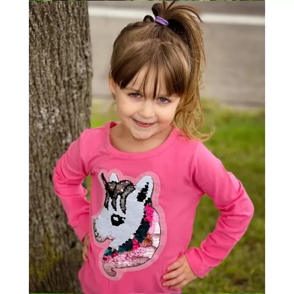Arshiner Girls Unicorn Shirts Short Sleeve Flip Sequin T-Shirt Tops