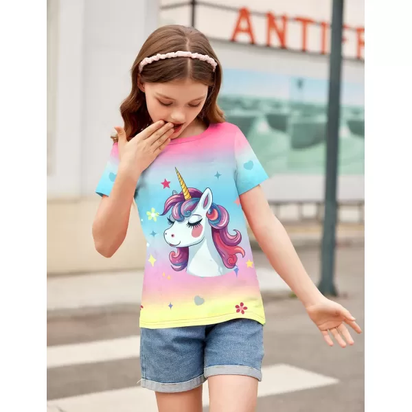 Arshiner Girls Unicorn Shirts Short Sleeve Flip Sequin T-Shirt Tops