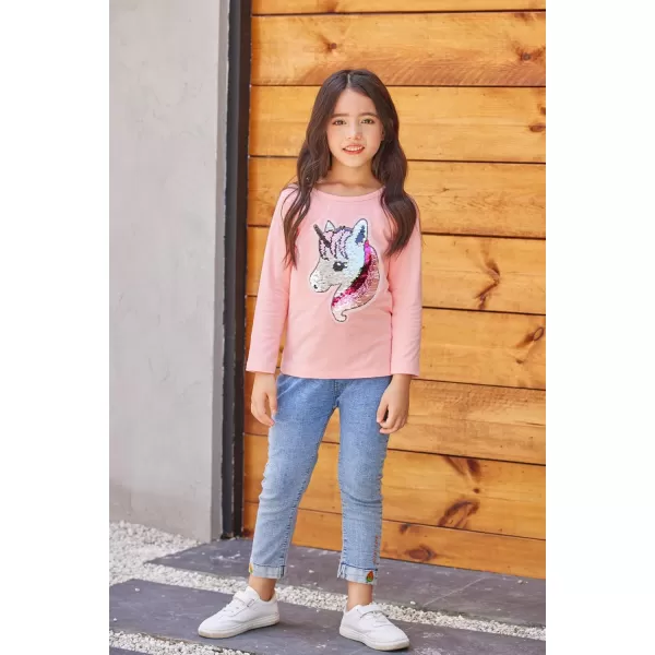 Arshiner Girls Unicorn Shirts Short Sleeve Flip Sequin T-Shirt Tops