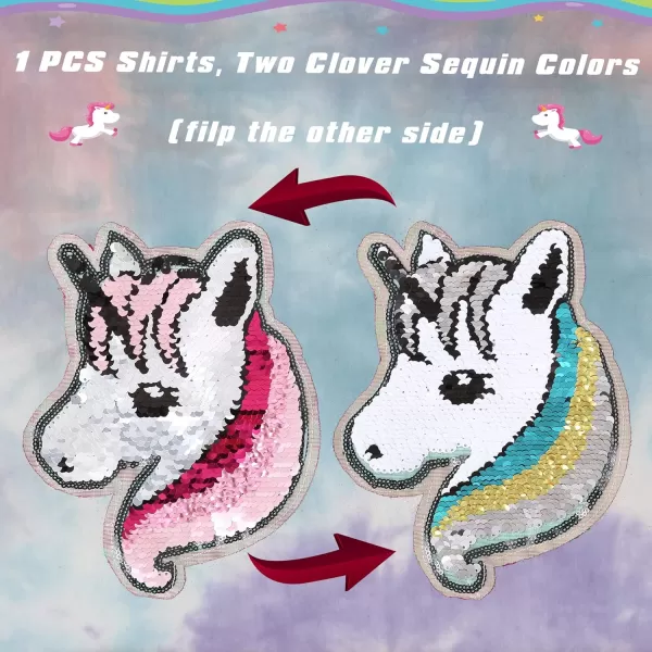 Arshiner Girls Unicorn Shirts Short Sleeve Flip Sequin T-Shirt Tops