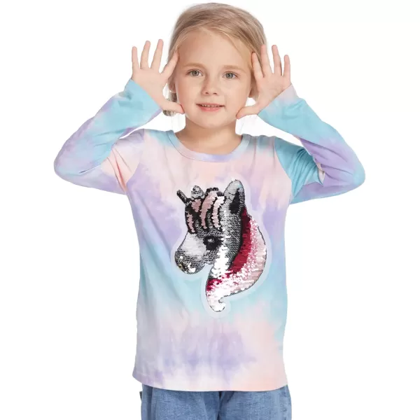 Arshiner Girls Unicorn Shirts Short Sleeve Flip Sequin T-Shirt Tops