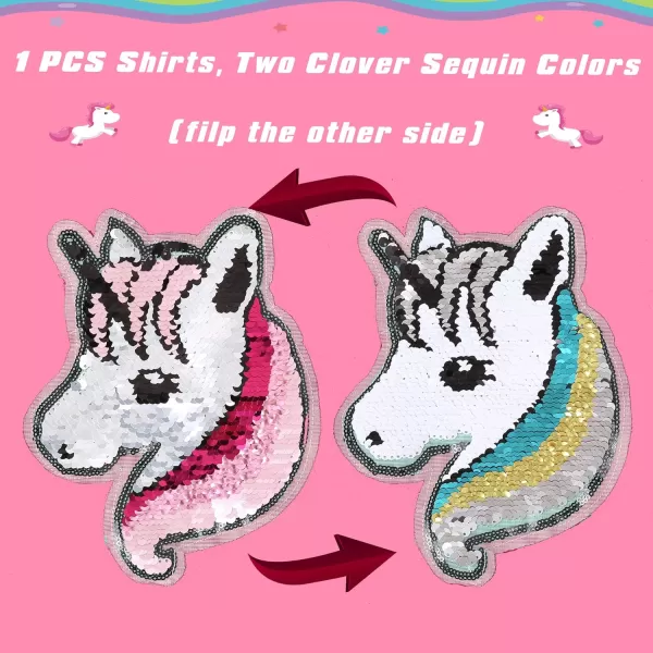 Arshiner Girls Unicorn Shirts Short Sleeve Flip Sequin T-Shirt Tops