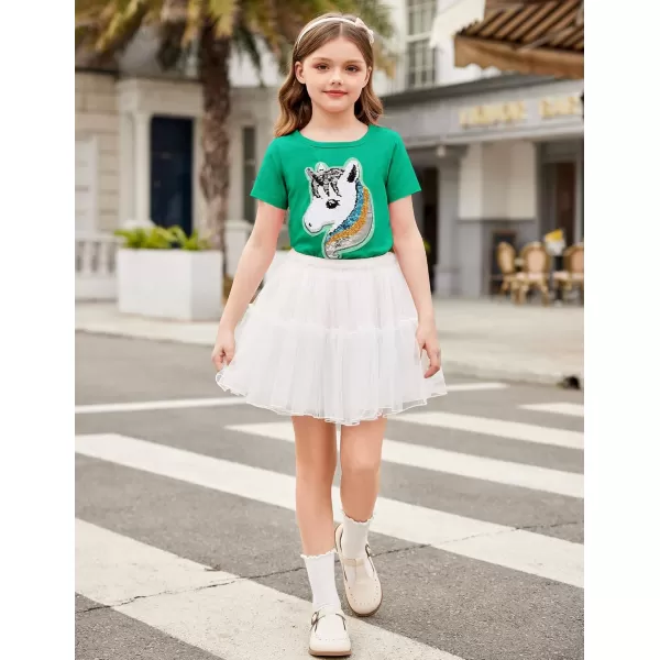 Arshiner Girls Unicorn Shirts Short Sleeve Flip Sequin T-Shirt Tops
