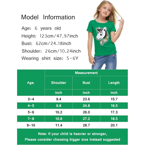 Arshiner Girls Unicorn Shirts Short Sleeve Flip Sequin T-Shirt Tops