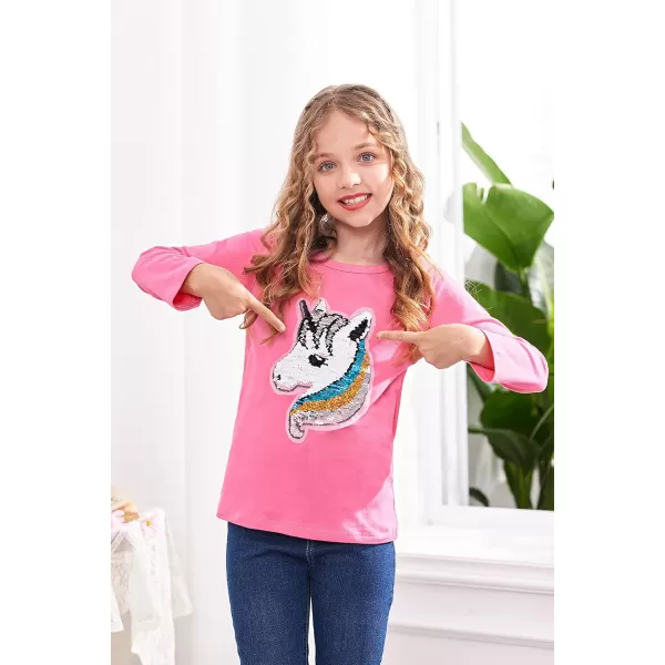 Arshiner Girls Unicorn Shirts Short Sleeve Flip Sequin T-Shirt Tops