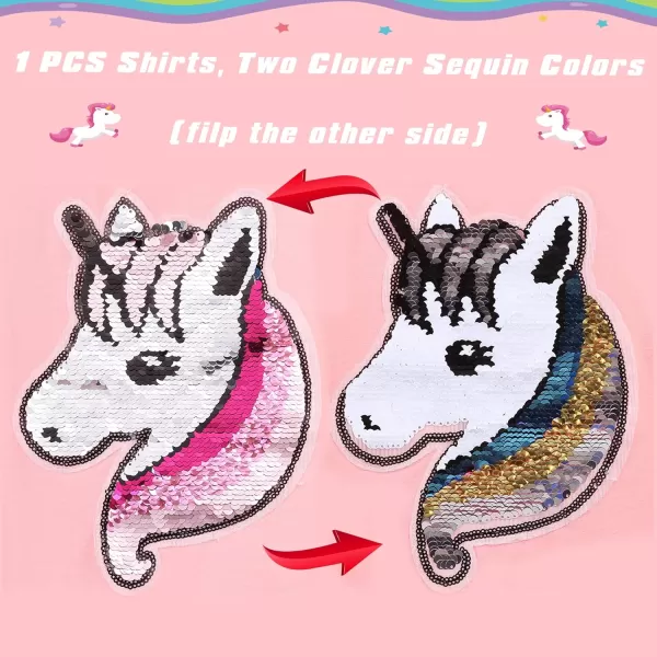 Arshiner Girls Unicorn Shirts Short Sleeve Flip Sequin T-Shirt Tops