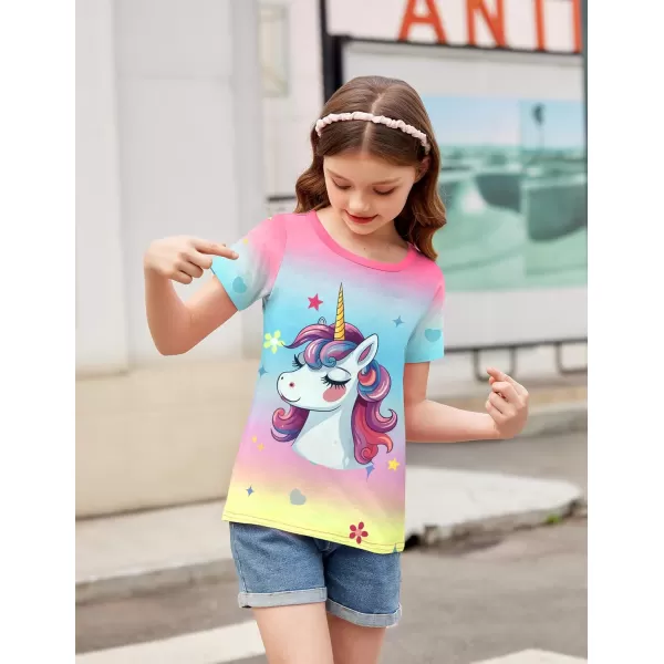 Arshiner Girls Unicorn Shirts Short Sleeve Flip Sequin T-Shirt Tops