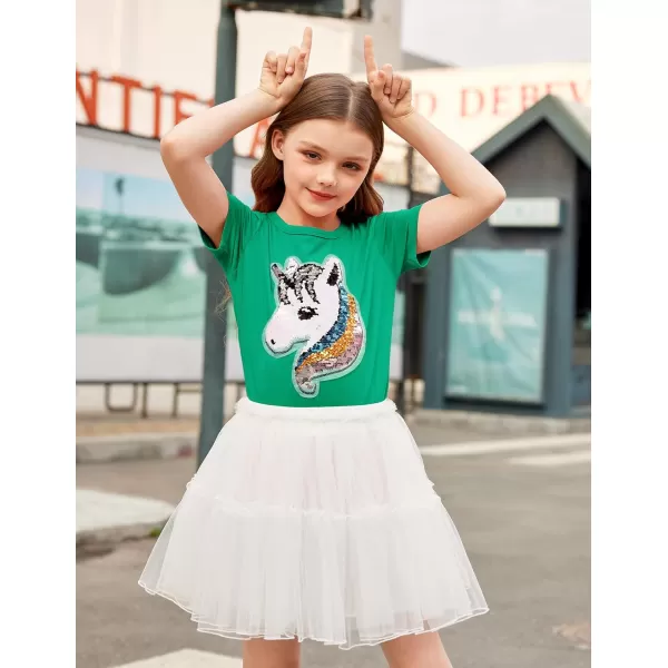 Arshiner Girls Unicorn Shirts Short Sleeve Flip Sequin T-Shirt Tops