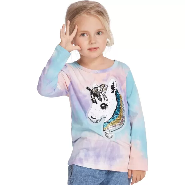 Arshiner Girls Unicorn Shirts Short Sleeve Flip Sequin T-Shirt Tops