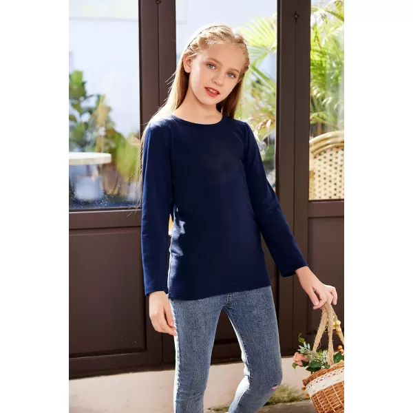 Arshiner Kids 2 Pack Long Sleeve Tees Girls Basic Tees 2pcs Shirt