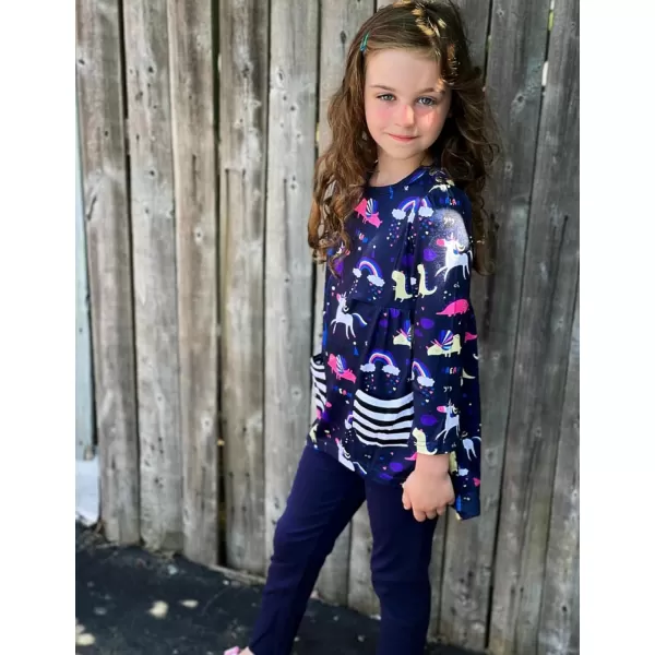 Arshiner Little Girls Outfits Cute Clothing Sets Long Sleeve 2pcs Pants Sets with Pockets