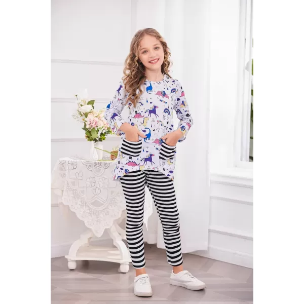 Arshiner Little Girls Outfits Cute Clothing Sets Long Sleeve 2pcs Pants Sets with Pockets