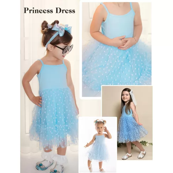 Arshiner Toddler Girls Tulle Dress Rainbow Tutu Birthday Party Princess Dresses Ruffle Hem Cami Dress Summer Outfit Size 2-6