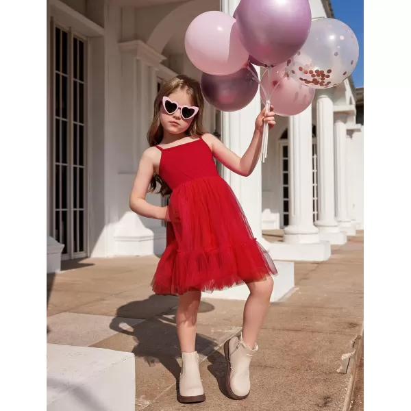 Arshiner Toddler Girls Tulle Dress Rainbow Tutu Birthday Party Princess Dresses Ruffle Hem Cami Dress Summer Outfit Size 2-6