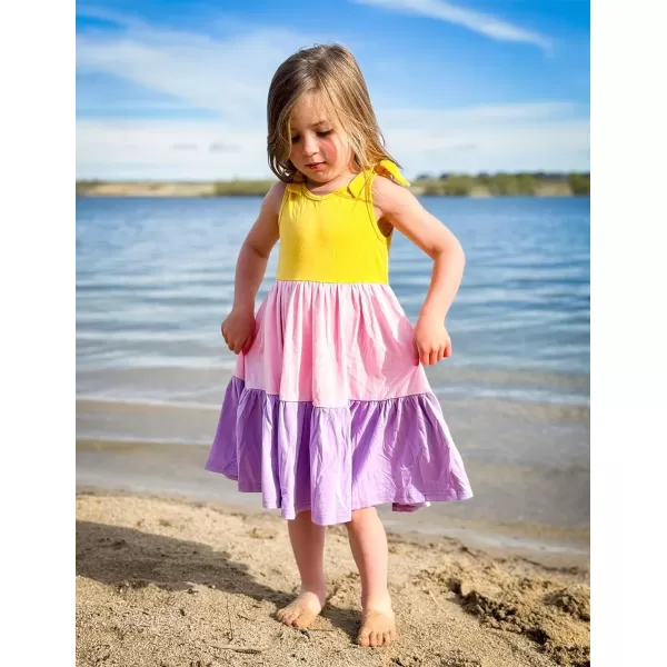 Arshiner Toddler Summer Dress Little Girls Casual Beach Party Bowknot Sling Sundress with Pocket