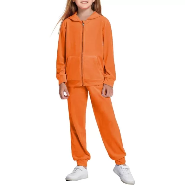 Arshiner 2 Piece Outfits for Girls Velour Tracksuit Hoodie and Jogger Set Sweatsuit Athletic Clothes Sets