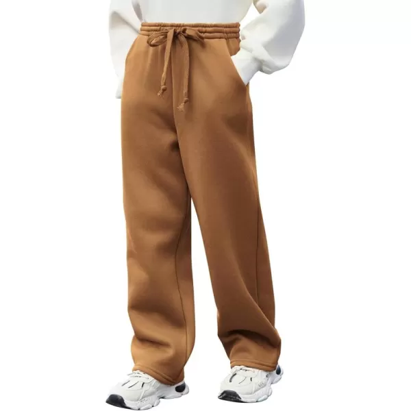 Arshiner Boys Casual Pants Fleece Sweatpants Lightweight Open Bottom Lounge Pants Drawstring Jogger Pants with Pockets