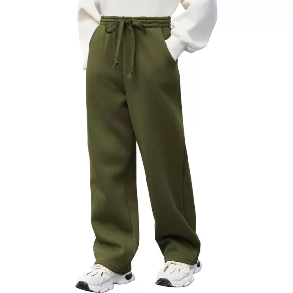Arshiner Boys Casual Pants Fleece Sweatpants Lightweight Open Bottom Lounge Pants Drawstring Jogger Pants with Pockets