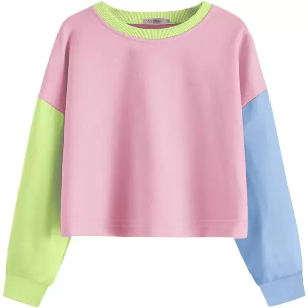 Arshiner Girls Crop Tops Kids Long Sleeve Pullover Sweatshirts for 5-14 Years