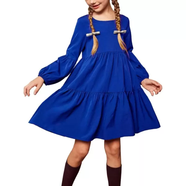 Arshiner Girls Dress Long Sleeve A Line Loose Swing Ruffle Tunic Dresses