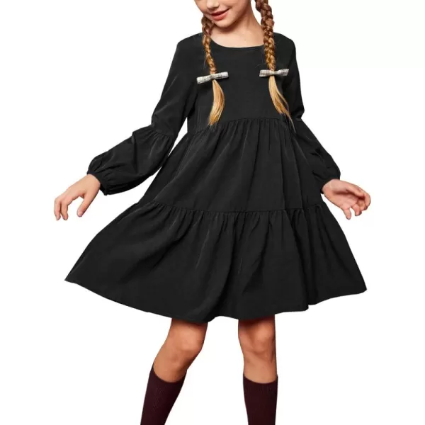Arshiner Girls Dress Long Sleeve A Line Loose Swing Ruffle Tunic Dresses