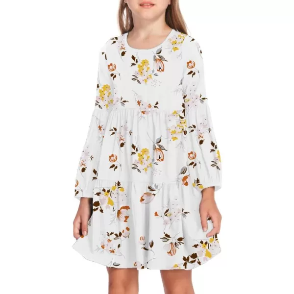 Arshiner Girls Dress Long Sleeve A Line Loose Swing Ruffle Tunic Dresses