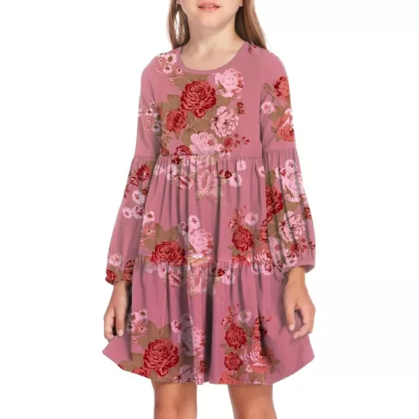Arshiner Girls Dress Long Sleeve A Line Loose Swing Ruffle Tunic Dresses