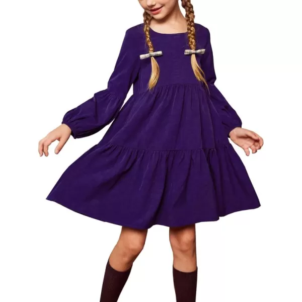 Arshiner Girls Dress Long Sleeve A Line Loose Swing Ruffle Tunic Dresses