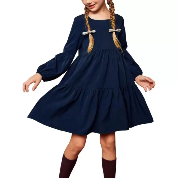 Arshiner Girls Dress Long Sleeve A Line Loose Swing Ruffle Tunic Dresses
