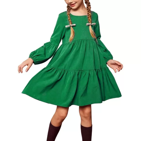 Arshiner Girls Dress Long Sleeve A Line Loose Swing Ruffle Tunic Dresses