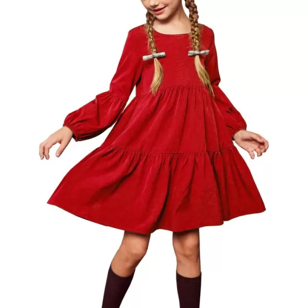 Arshiner Girls Dress Long Sleeve A Line Loose Swing Ruffle Tunic Dresses