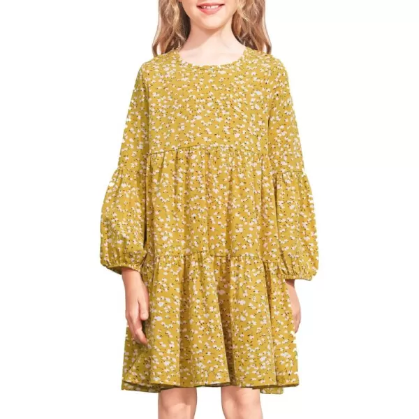Arshiner Girls Dress Long Sleeve A Line Loose Swing Ruffle Tunic Dresses